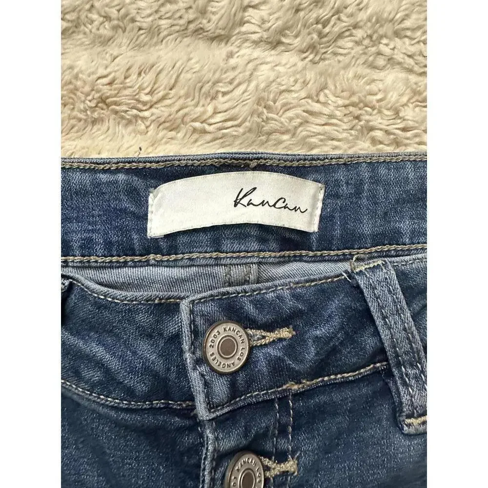 KanCan medium wash high-rise button fly cropped jeans Size 31